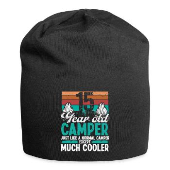 15 Year Old Camper Scouting Camping 15 Birthday - Jersey Beanie - black - Front