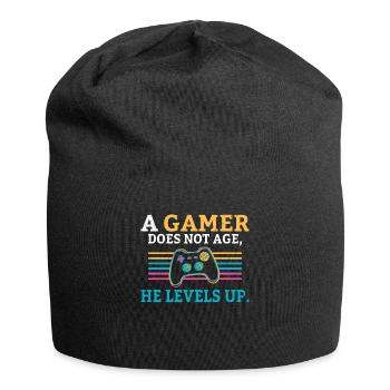 A gamer does not age he levels up lustiges Gaming - Jersey-Beanie - Schwarz - Vorne