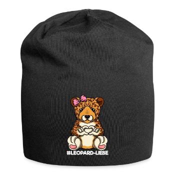 Leopardenliebe Leopardenmama Leopard Mama Herz - Jersey-Beanie - Schwarz - Vorne