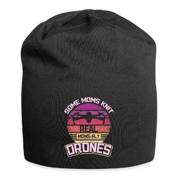 Some moms knit real moms fly drones - Jersey-Beanie - Schwarz - Vorne