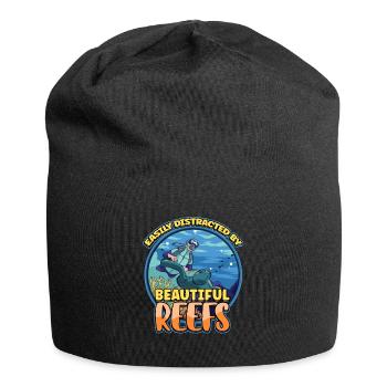 Easily Distracted By Beautiful Reefs Ocean - Jersey Beanie - black - Front