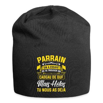 parrain cadeau de ouf mais tu nous as déjà drôle - Bonnet en jersey - noir - Devant