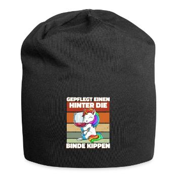 Weincorn Wein Einhorn - Saufen Trinken - Lustiges - Jersey-Beanie - Schwarz - Vorne