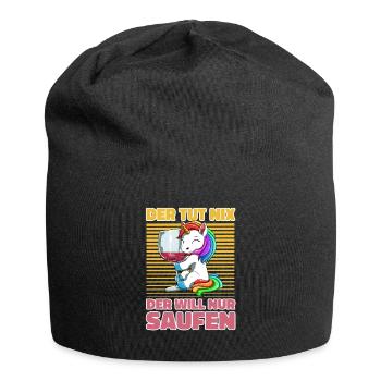 Saufen Bier Trinken Einhorn - Lustiges Saufen - Jersey-Beanie - Schwarz - Vorne