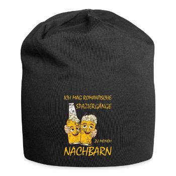 Ich mag romantische Spaziergänge zum Nachbarn Bier - Jersey-Beanie - Schwarz - Vorne