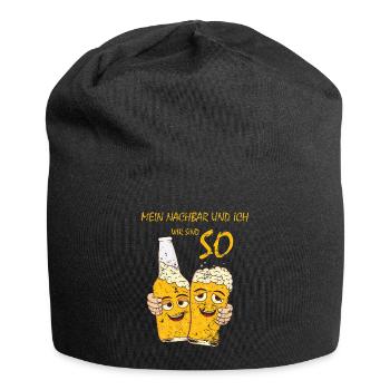 Mein Nachbar und ich, Bier Gartenparty Grillen - Jersey-Beanie - Schwarz - Vorne