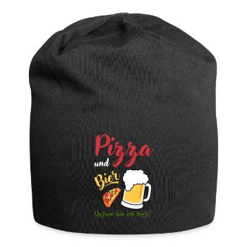 Pizza Bier Spruch Geschenk Bierliebhaber Vatertag - Jersey-Beanie - Schwarz - Vorne