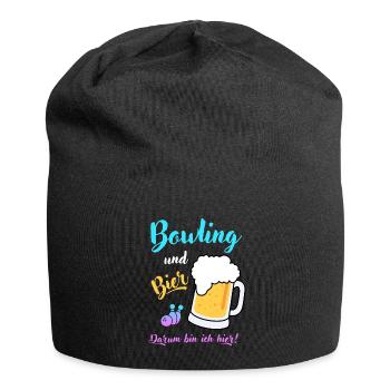 Bowling Bier Spruch Geschenk Bierliebhaber Bowler - Jersey-Beanie - Schwarz - Vorne