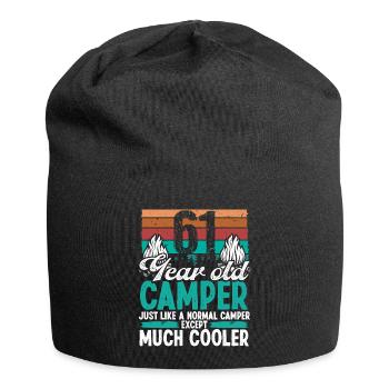 61 Year Old Camper Scouting Camping 61 Birthday - Jersey Beanie - black - Front
