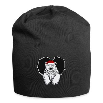 Crack Polar Bear with Christmas Cap Hole - Jersey Beanie - black - Front
