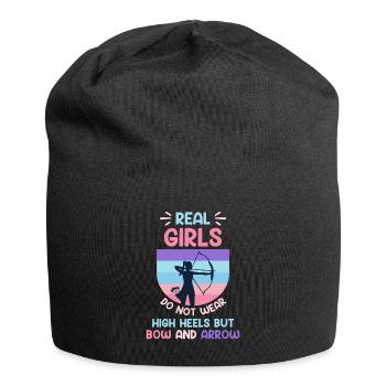 Les vraies filles portent du tir à l’arc et des flèches - Bonnet en jersey - noir - Devant