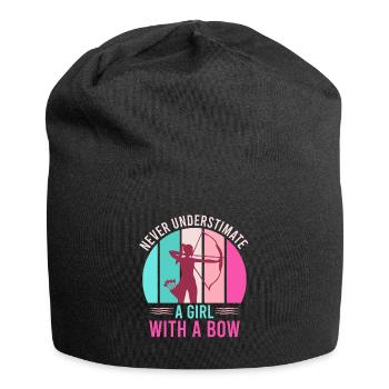 Never underestimate a girl with bow bow bow - Jersey Beanie - black - Front