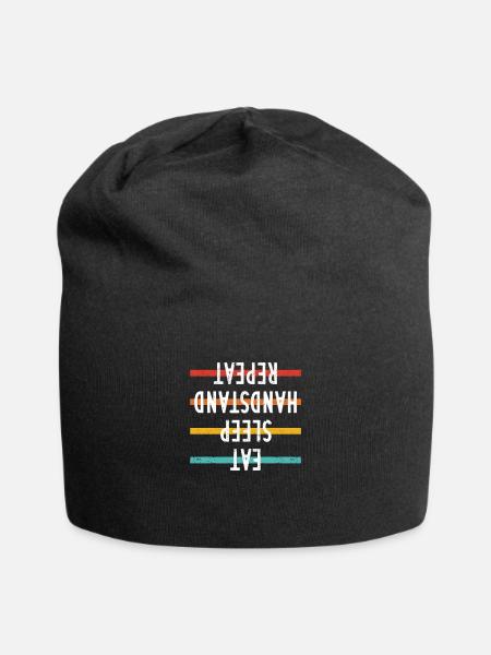 Gymnastik Lustig Turner Trainer Essen Schlaf - Jersey-Beanie - Schwarz