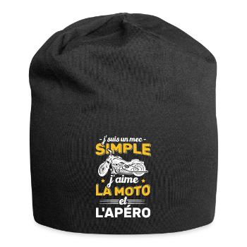 Je Suis Un Mec Simple J'aime La Moto Et L'apéro - Bonnet en jersey - noir - Devant