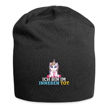 Ich bin im Inneren tot Einhorn - Jersey-Beanie - Schwarz - Vorne