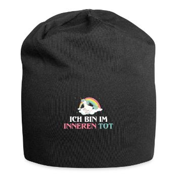 Ich bin im Inneren tot Einhorn - Jersey-Beanie - Schwarz - Vorne