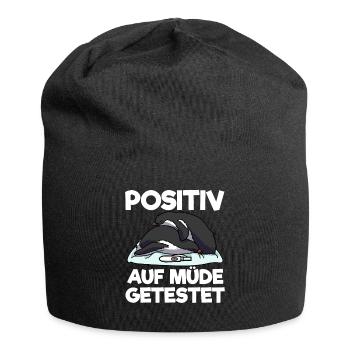 Pinguin Positiv Auf Müde Getestet Schlafshirt - Jersey-Beanie - Schwarz - Vorne