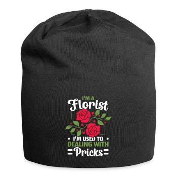 Ich bin Florist, ich bin gewohnt, mit Stichen umzu - Jersey-Beanie - Schwarz - Vorne