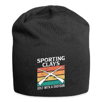 Clay pigeon shooting golf with shotgun - Jersey Beanie - black - Front