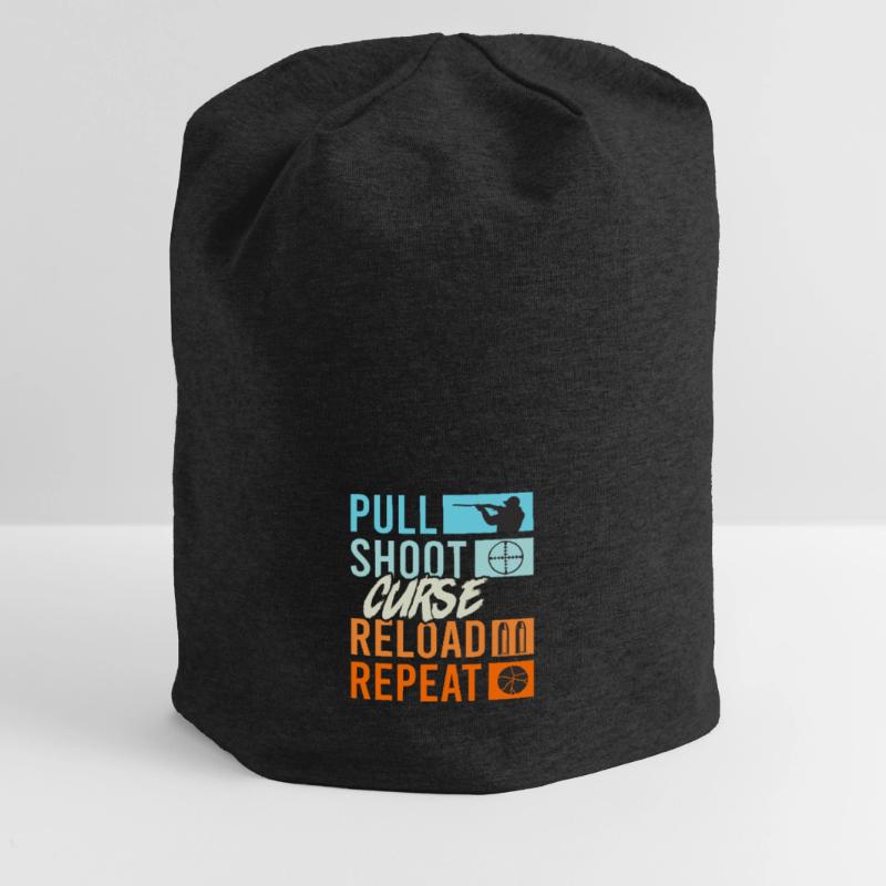 Pull Shoot Curse Reload Repeat Clay Pigeon Shooting Jersey Beanie