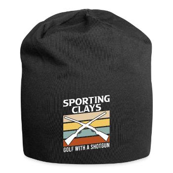 Clay pigeon shooting golf with shotgun - Jersey Beanie - black - Front