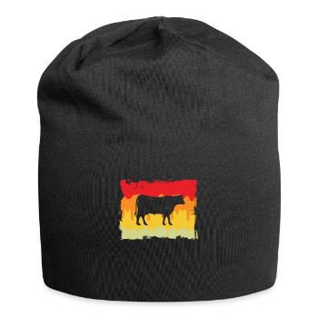 Kuh Rind Retro - Jersey-Beanie - Schwarz - Vorne