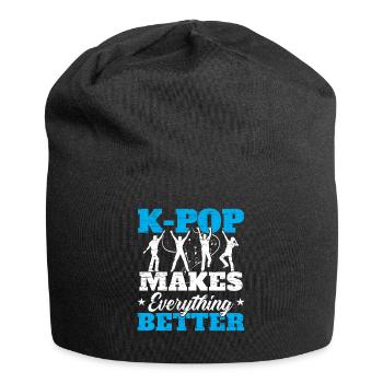 K-Pop macht alles besser Koreanische Popmusik - Jersey-Beanie - Schwarz - Vorne