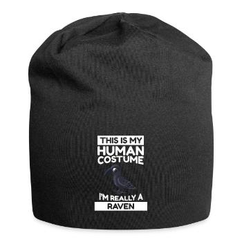Oiseaux C’est mon costume humain Je suis vraiment un corbeau - Bonnet en jersey - noir - Devant