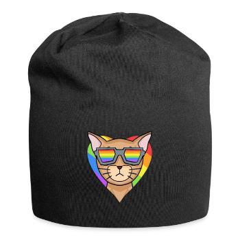 LGBT Katze Abessinierkatze Regenbogen - Jersey-Beanie - Schwarz - Vorne