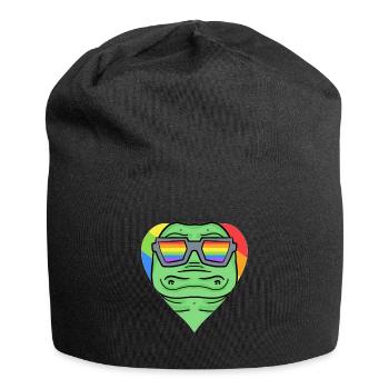 LGBT Tier Krokodil Regenbogen - Jersey-Beanie - Schwarz - Vorne
