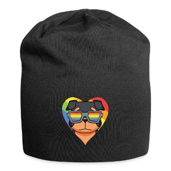 LGBT Hund Rottweiler Regenbogen - Jersey-Beanie - Schwarz - Vorne