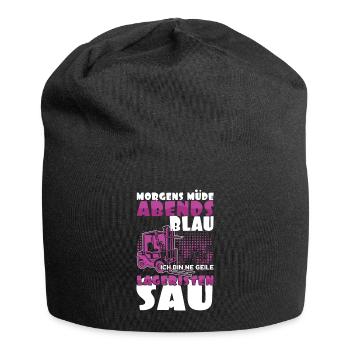 Morgens Müde Abends Blau Ich Bin Eine Geile - Jersey-Beanie - Schwarz - Vorne