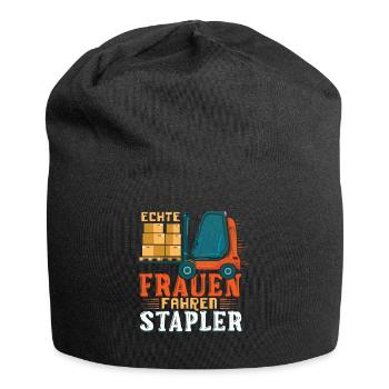 Echte Frauen Fahren Stapler Lustiges Staplerfahrer - Jersey-Beanie - Schwarz - Vorne