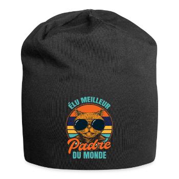Élu meilleur padre propriétaire chats - Bonnet en jersey - noir - Devant
