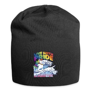 LGBTQ Pride Regenbogen Live with Pride - Jersey-Beanie - Schwarz - Vorne