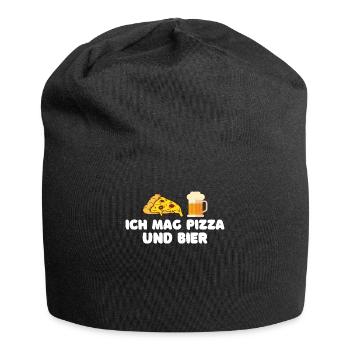 Ich mag Pizza und Bier - Jersey-Beanie - Schwarz - Vorne