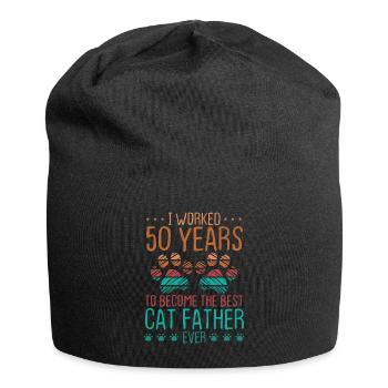 50 Year Old Dad 50 Years Cat Father 50th Birthday - Jersey Beanie - black - Front