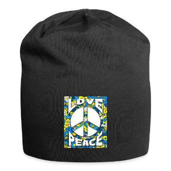 Peace Love Ukraine - Jersey-Beanie - Schwarz - Vorne