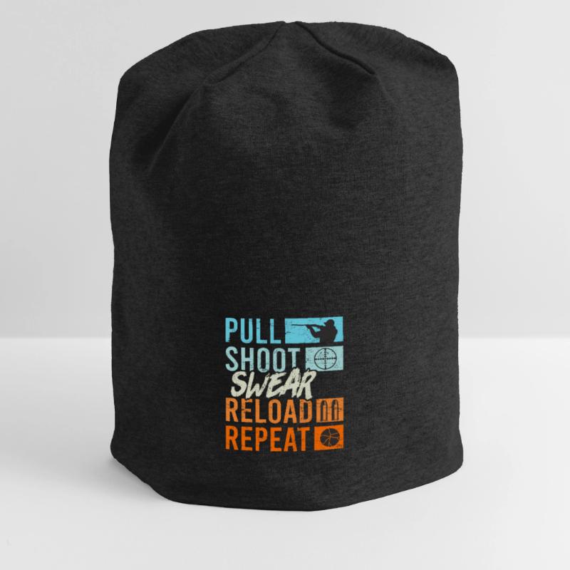 Pull Shoot Curse Reload Repeat Clay Pigeon Shooting Jersey Beanie