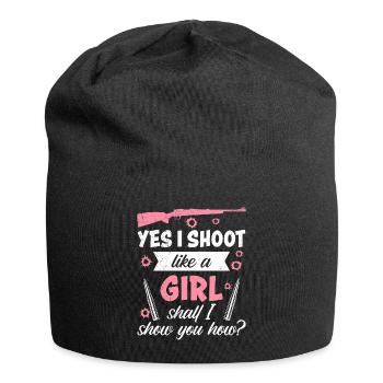 Ich schieße wie ein Mädchen Sportschießen - Jersey-Beanie - Schwarz - Vorne