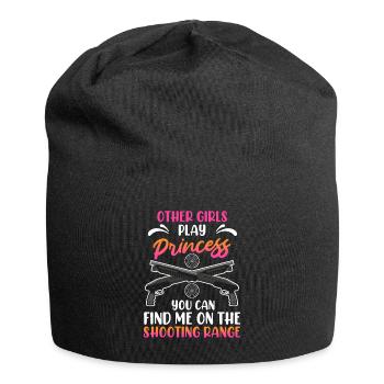 Mich findest du auf dem Schießstand Damen - Jersey-Beanie - Schwarz - Vorne