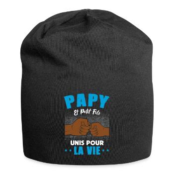 papy petit fils unis pour la vie check humour - Bonnet en jersey - noir - Devant