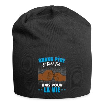Papy et petit fils unis pour la vie fête des papy - Bonnet en jersey - noir - Devant