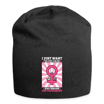 I just want to pet cats and smash the patriarchy - Jersey Beanie - black - Front