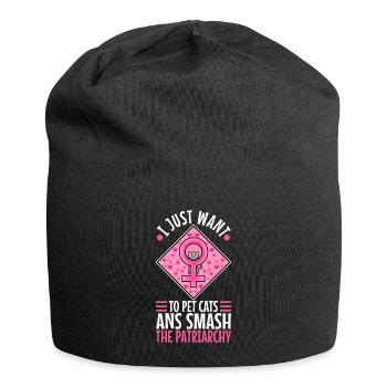 I just want to pet cats and smash the patriarchy - Jersey-Beanie - Schwarz - Vorne