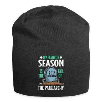 My favorite season is the fall of the patriarchy - Jersey Beanie - charcoal grey - Front