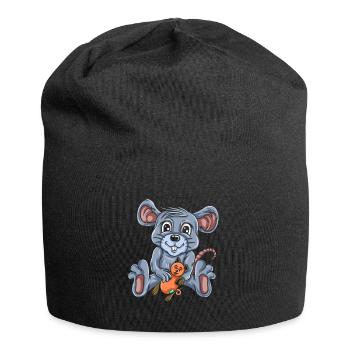 Souris Souris Cadeau Rat Rongeur Souris Souris Lousemaus - Bonnet en jersey - noir - Devant