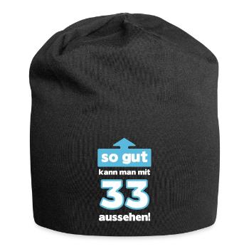 33 Geburtstag Mann Frau Lustig 33 Jahre - Jersey-Beanie - Schwarz - Vorne