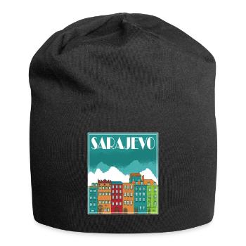 Sarajevo Landscape Vintage Art - Jersey Beanie - black - Front