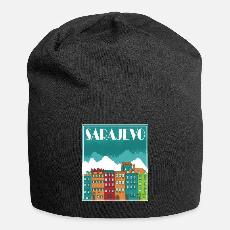 Sarajevo Landscape Vintage Art - Jersey-Beanie - Schwarz